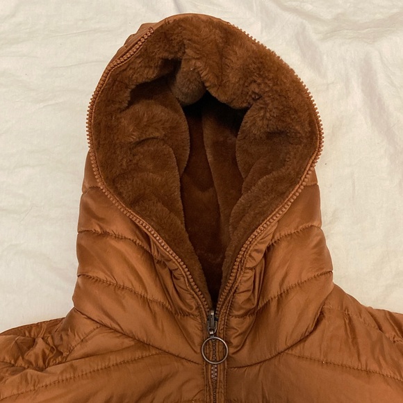 Reversible Hooded Long Coat - Brown - Picture 9 of 15